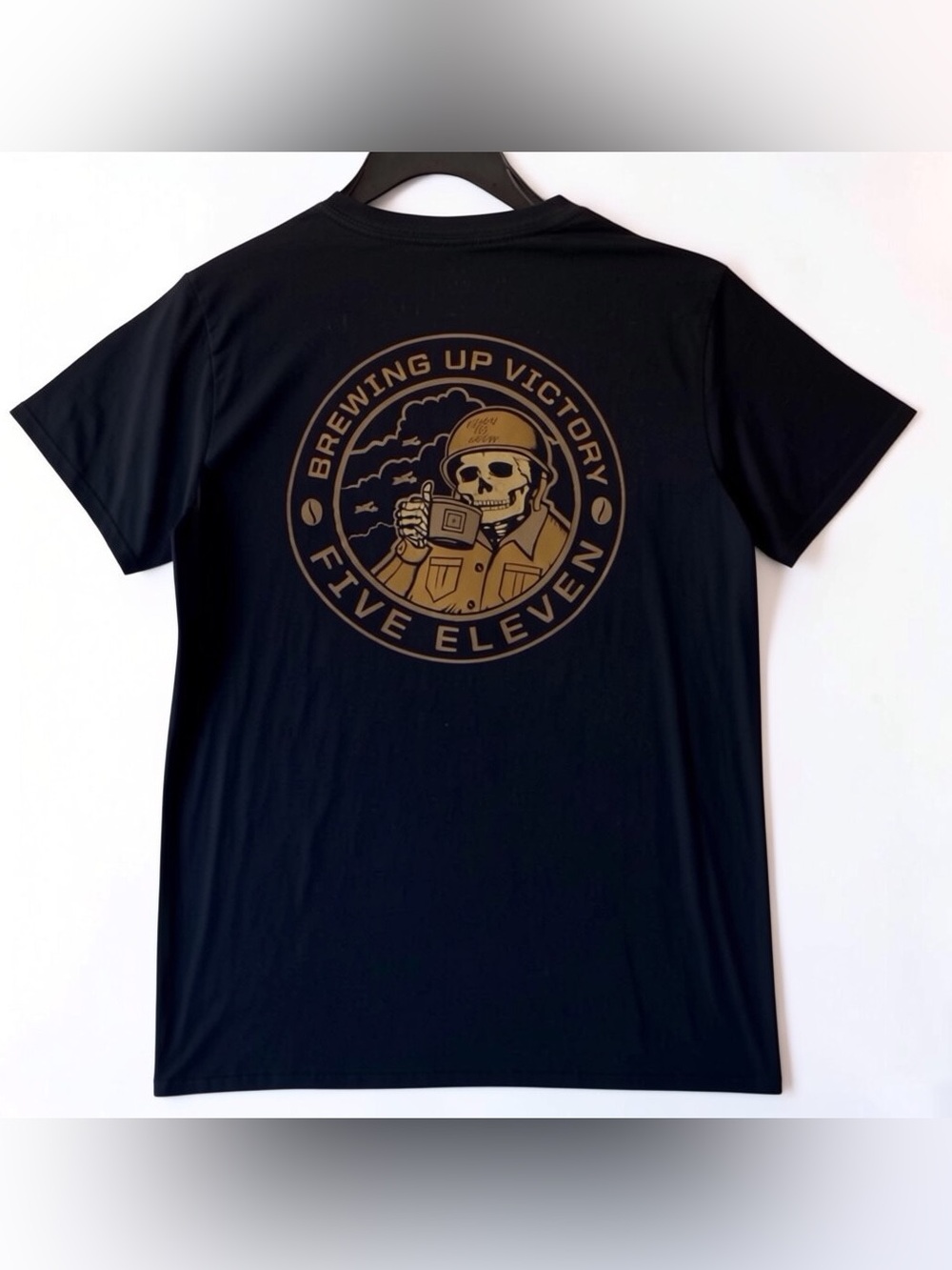 5.11 Tactical Black Tee with Gold Brewing Up Victory Graphic